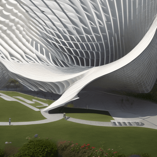 AI generated: create a parametric building for conceptual art center look like heydar aliyev center an kind of uni...
