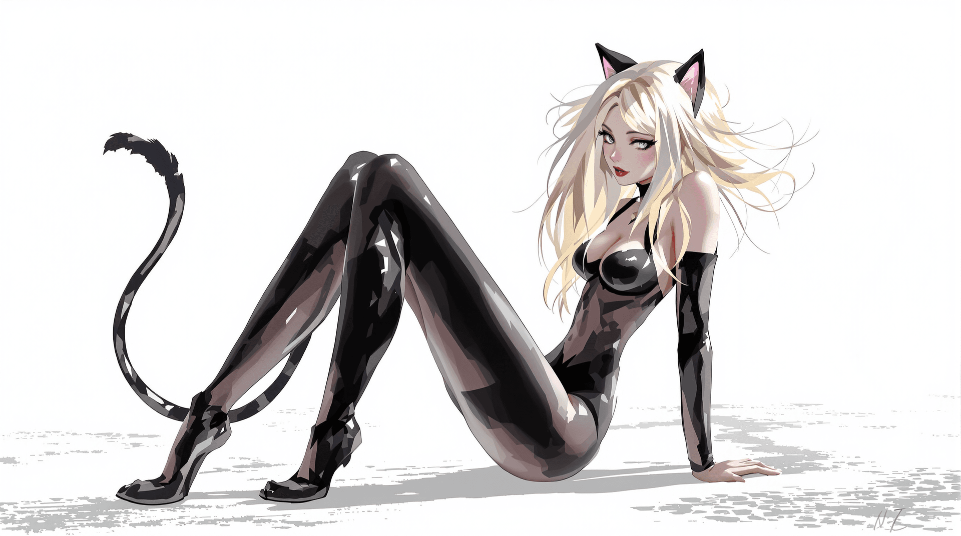 AI generated: a girl with skinny body and  catwoman , bloondish hairs  --ar 4:5 --s 1000 real