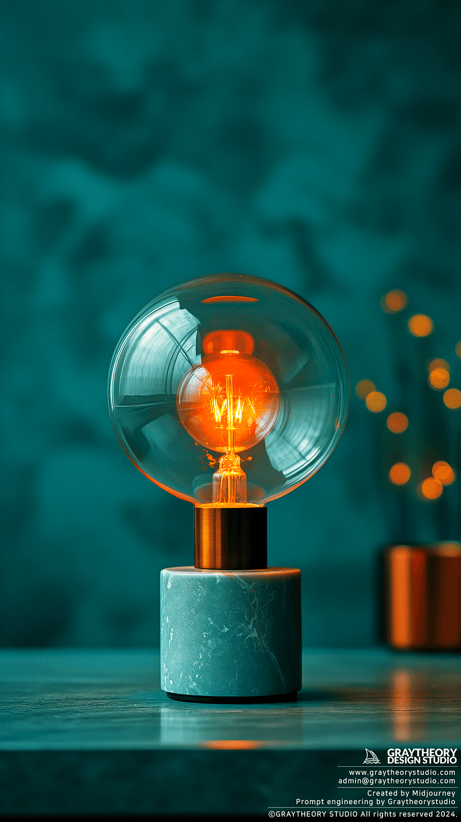 AI generated: photogrpahy, table Lamp, contrast of the background