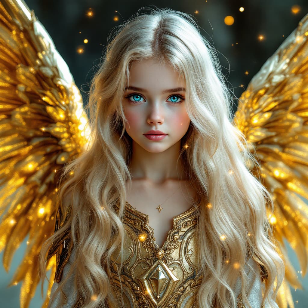 AI generated: a professional photo of a exceptionally of the most beautiful girl (age 7) in the world with platinu...