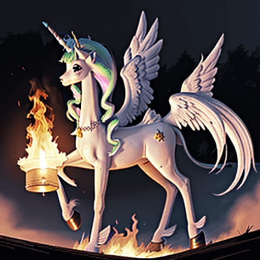 AI generated: princess celestia commiting arson