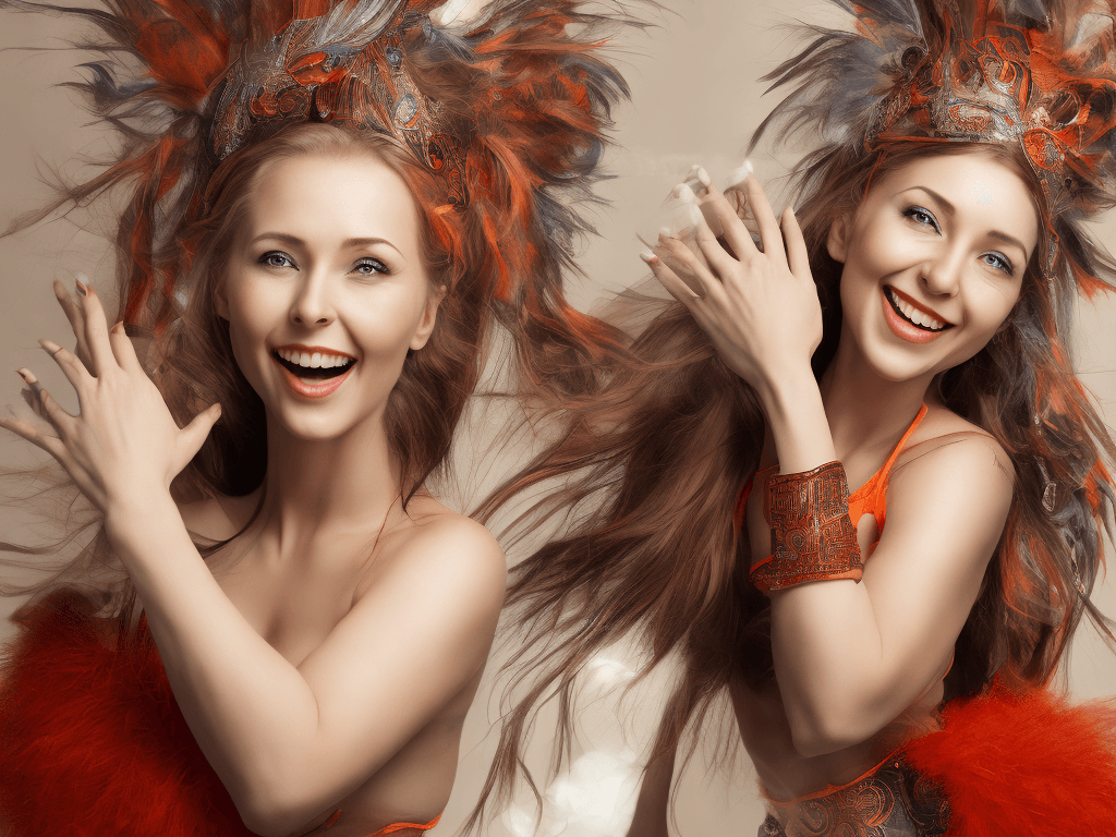 AI generated: Photography, side view of a kneeling gorgeous 34 year old Russian woman that's laughing,(beautiful f...