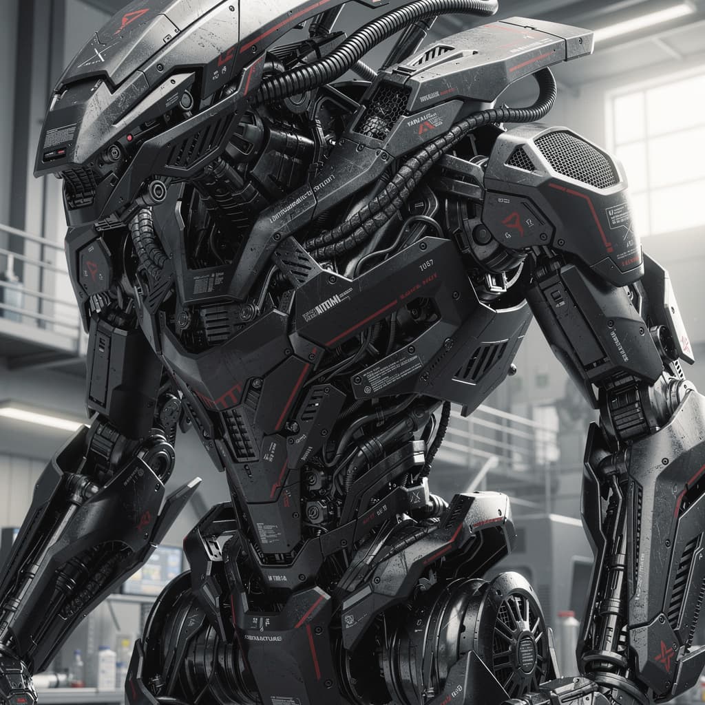 AI generated: ultra-detailed hard sci-fi biomechanical photography, complex intertwined composition, dense mechani...