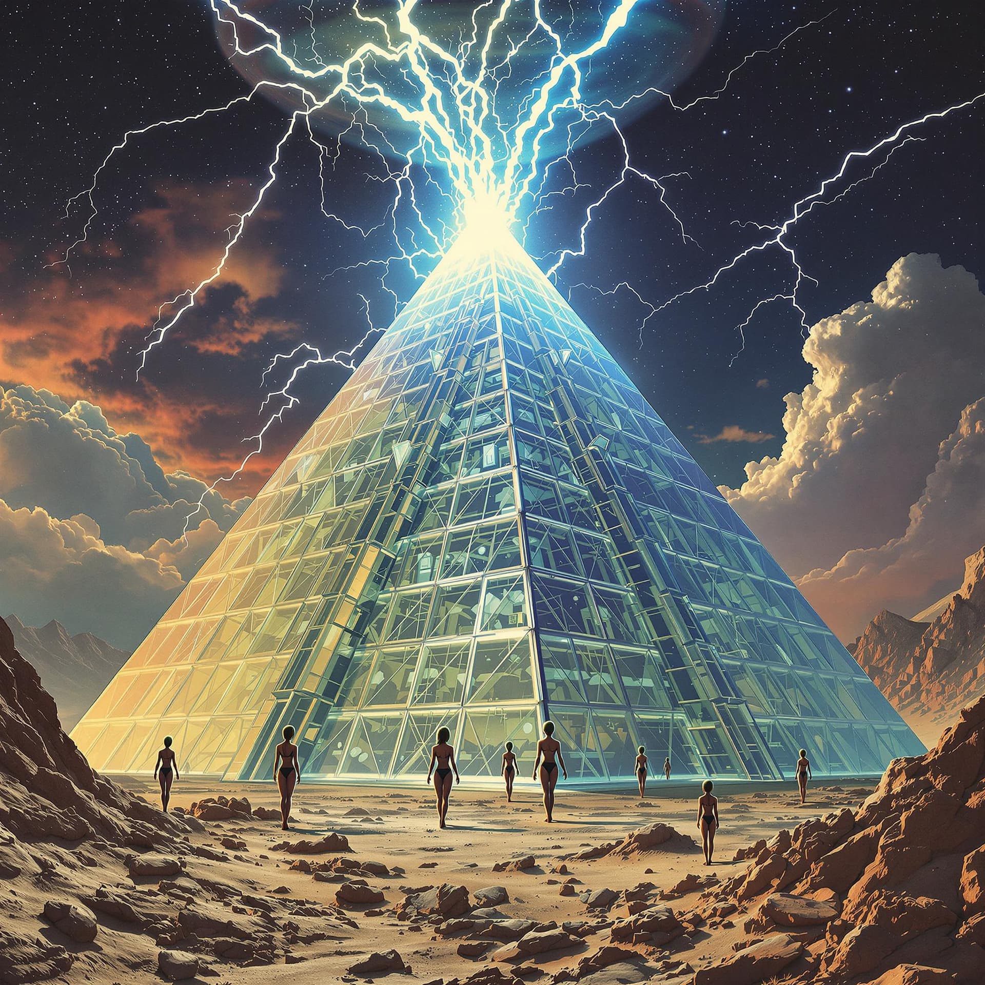 AI generated: After realizing it is a great place to build clear pyramids, which are surreal, trippy, and highly d...