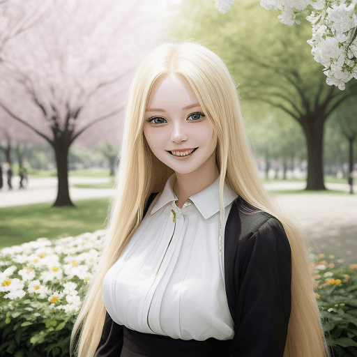 AI generated: HypeA 25 year old woman, blonde with long hair, black eyes, a short white skirt and a short debt, sh...