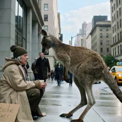 AI generated video: A busy New York City street filled with cars, honking sounds, and people rushing by.
On the sidewal...