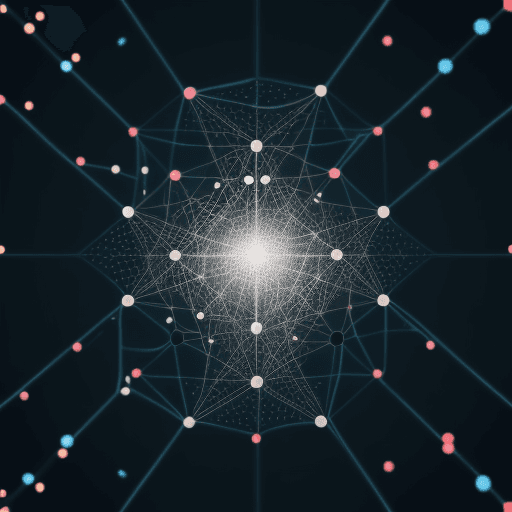 AI generated: Ontology consists of dots formed as a cloudy network. network is connected with tables, cheats of pa...