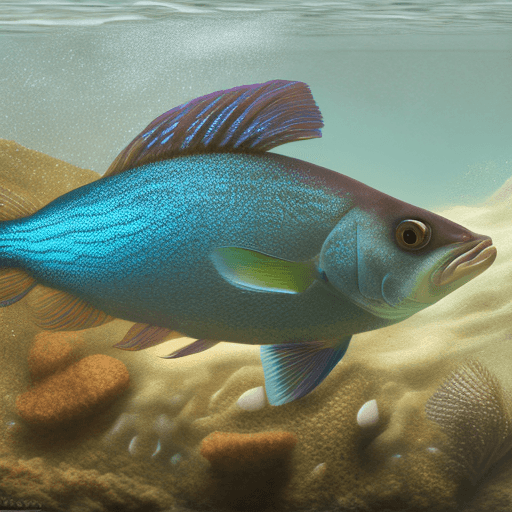 AI generated: High resolution hyperrealistic photography of a seabass fish in the water