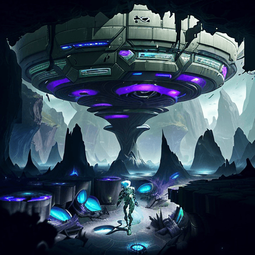 AI generated: ((League of Legends: Ekko),(a man:1.4),Plug Suit),Sprawling underground landscapes,A large circular ...