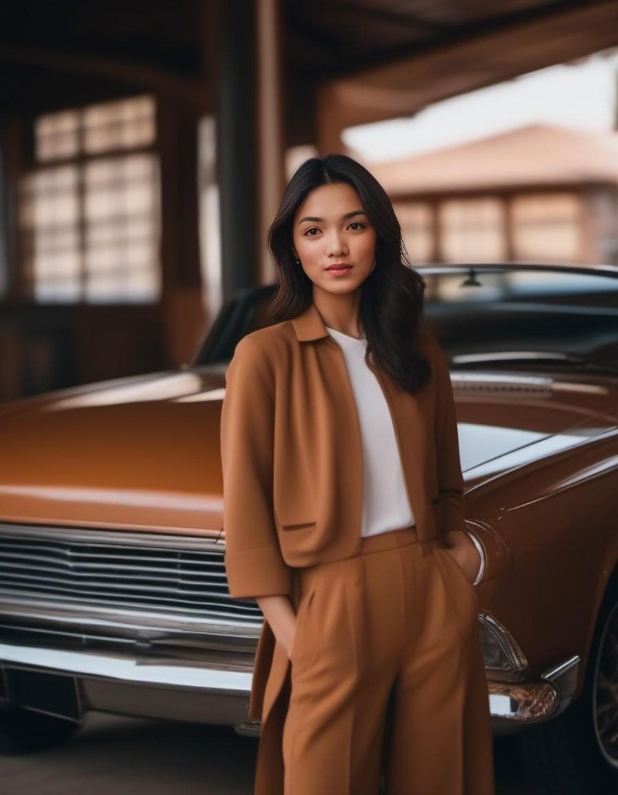 AI generated: Old classic car backdrops like sample photo, like 90s, 35mm 4k photo