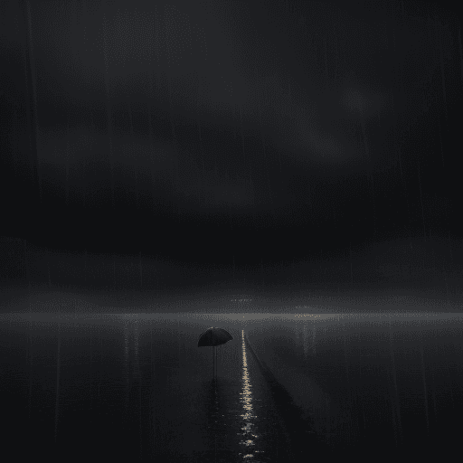 AI generated: rainy atmosphere that conveys sadness, 8k, ultra realistic, dramatic lighting.