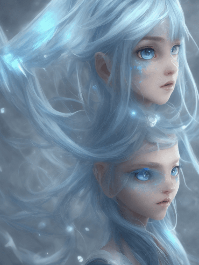 AI generated: cirno,blue eyes,ice crystals in hair,big eyes,blue hair,dynamic lighting,photorealistic fantasy conc...