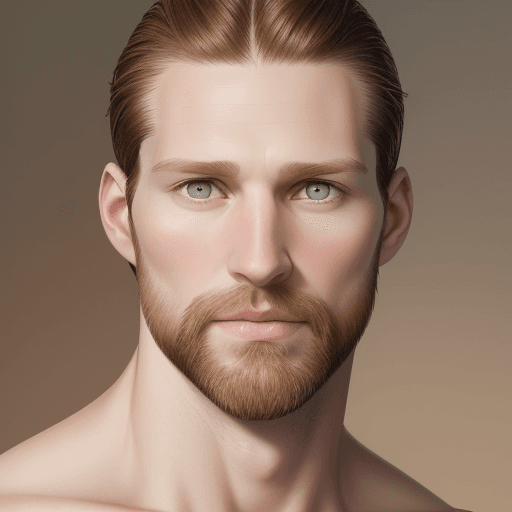 AI generated: A photorealistic 3/4 body portrait of a tall Caucasian male, 35 years old, with rosy pale skin, haze...