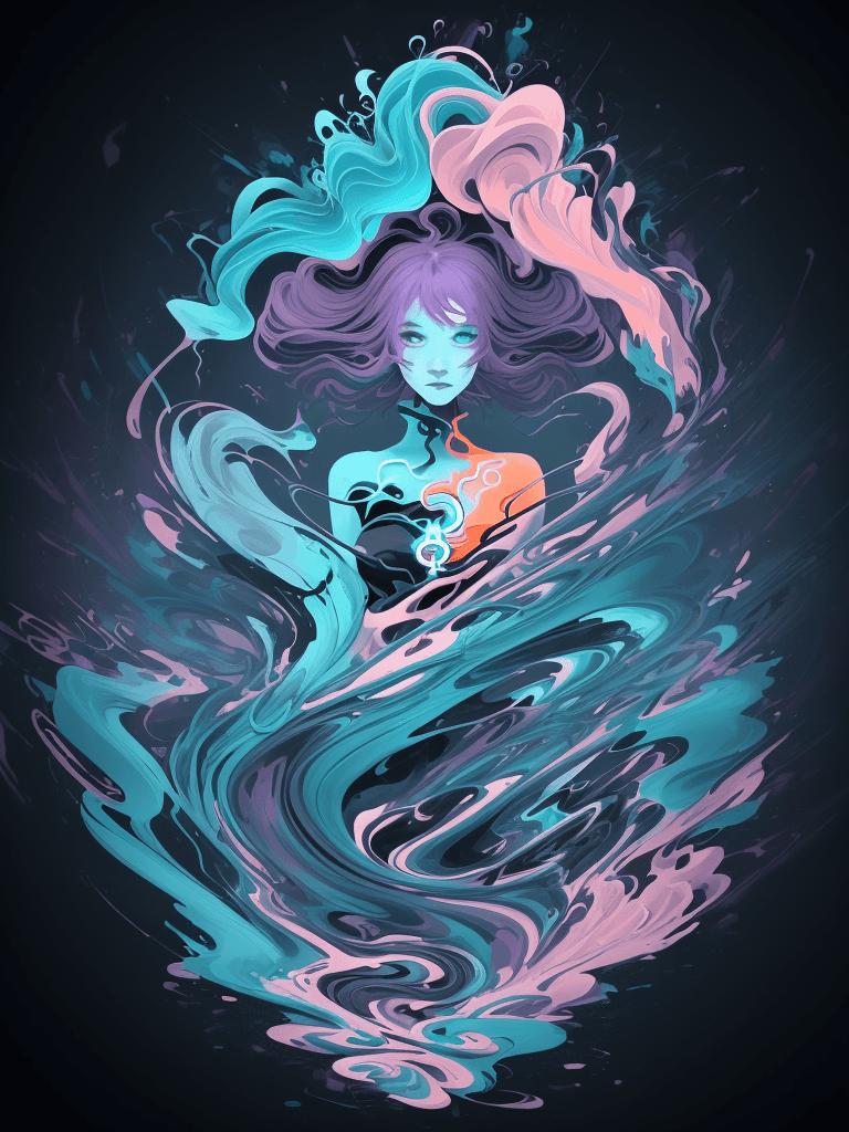 AI generated: Abstract drawing, the woman's silhouette barely perceptible, holding a key in her hand, soft ghostly...