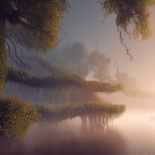 AI generated: hyper realistic high detail raytracing octane render. Foggy Sea of Darkness. Darkly beautiful. Marsh...