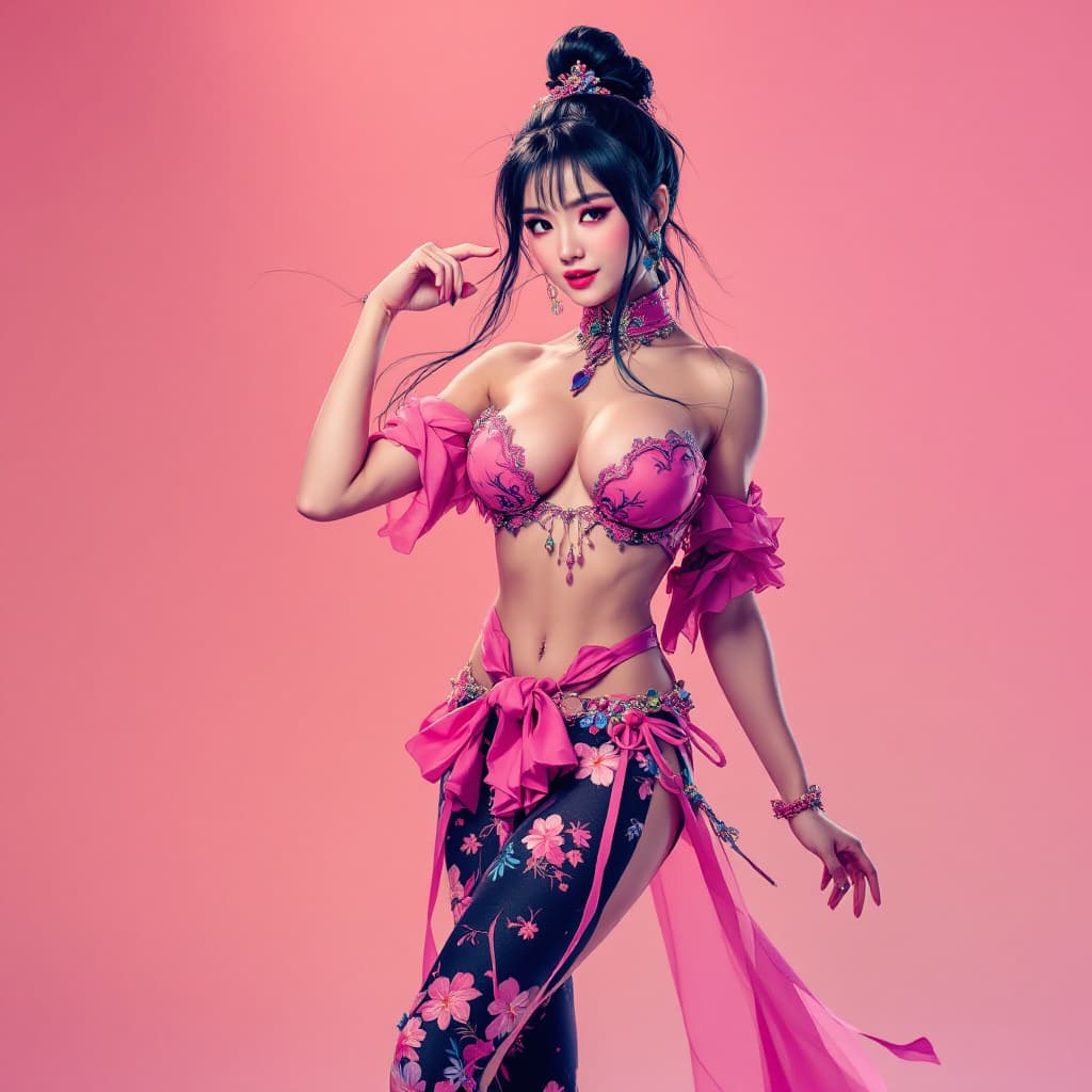 AI generated: Chinese girl muscular big