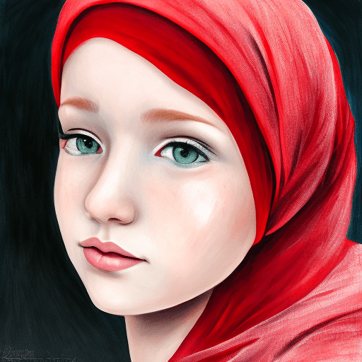 AI generated: Portrait of red haired girl with hijab,
