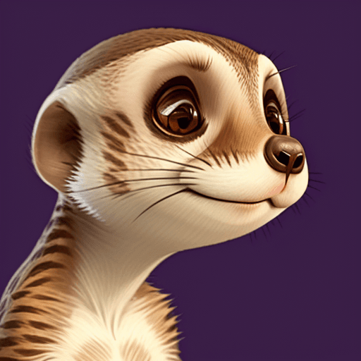 AI generated: A portrait of a bored meercat caricature. bright purple background
