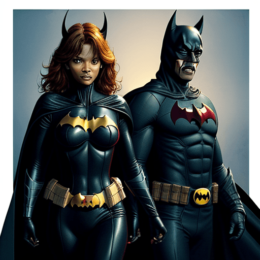 AI generated: Eddie Murphy as Batman and Halle Berry as Batgirl and Will Smith as red BAtman  