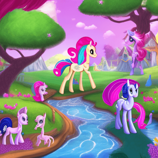 AI generated: Take a whimsical journey into the magical world of My Little Pony, where friendship and adventure aw...