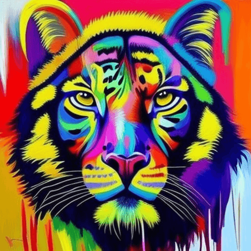 AI generated: Animal portrait in vibrant artwork, the artist paints with large brushes and bold loose brush stroke...