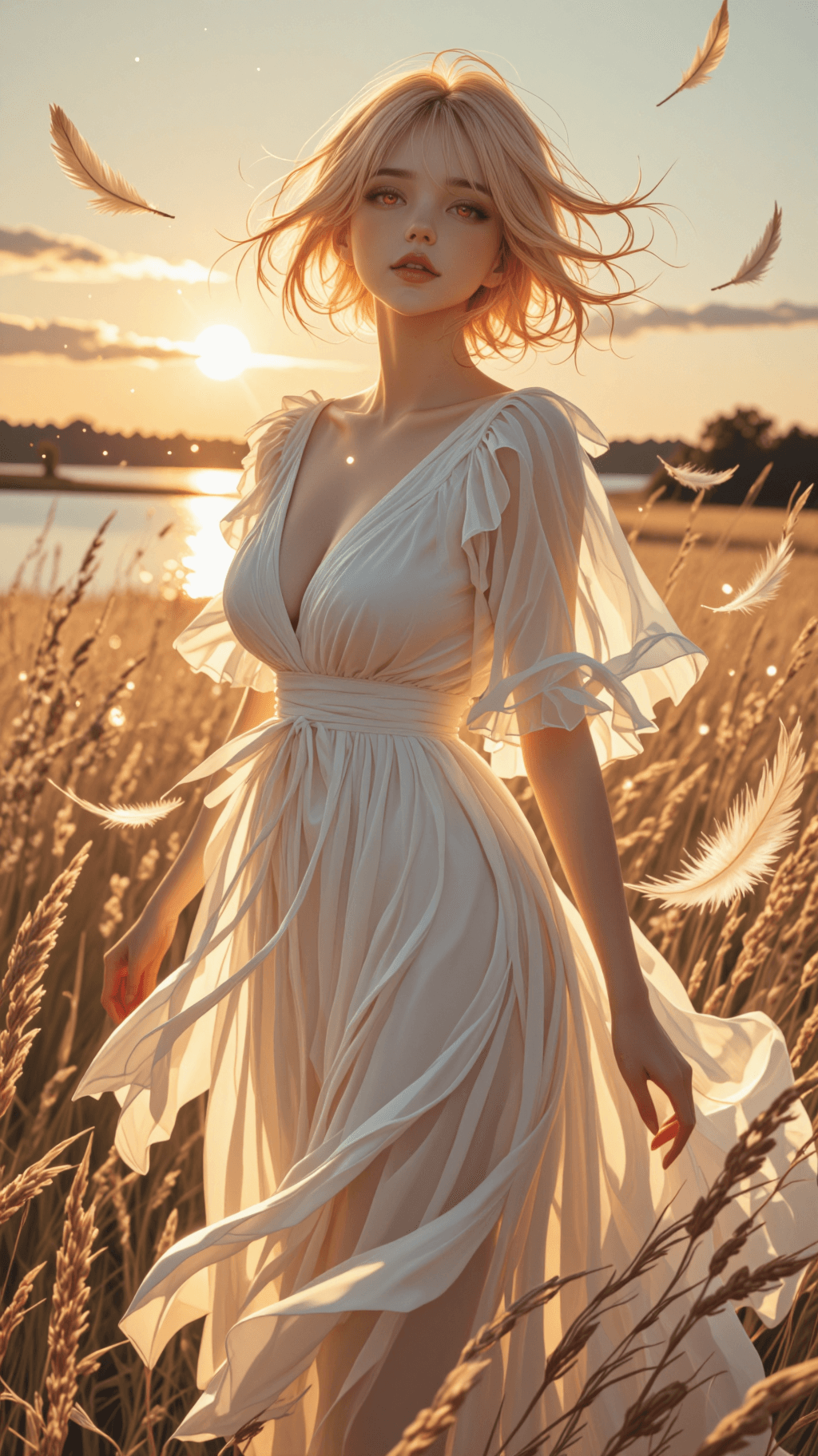 AI generated: A breathtaking, masterpiece anime-style digital illustration with a soft, painterly aesthetic. A bea...