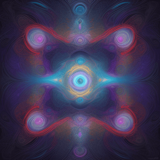 AI generated: A thought-provoking art piece depicting quantum quandaries in a surreal concept with abstract shapes...