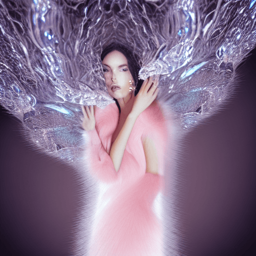 AI generated: Fashion photography jewelry,   light pink translucent fur earrings hyper-realistic, detailed 8k, rea...