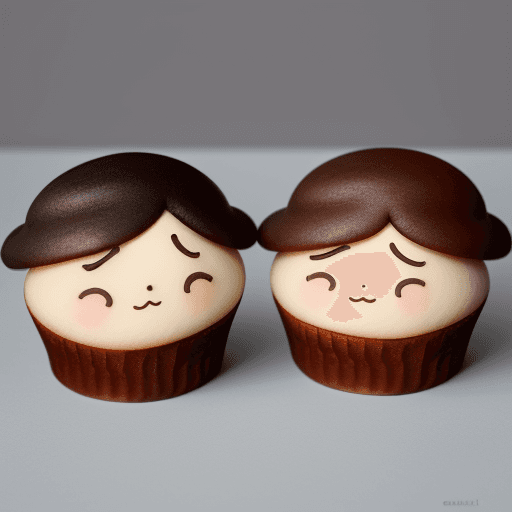 AI generated: two mochi muffin one black one brown like a cartoon for logo