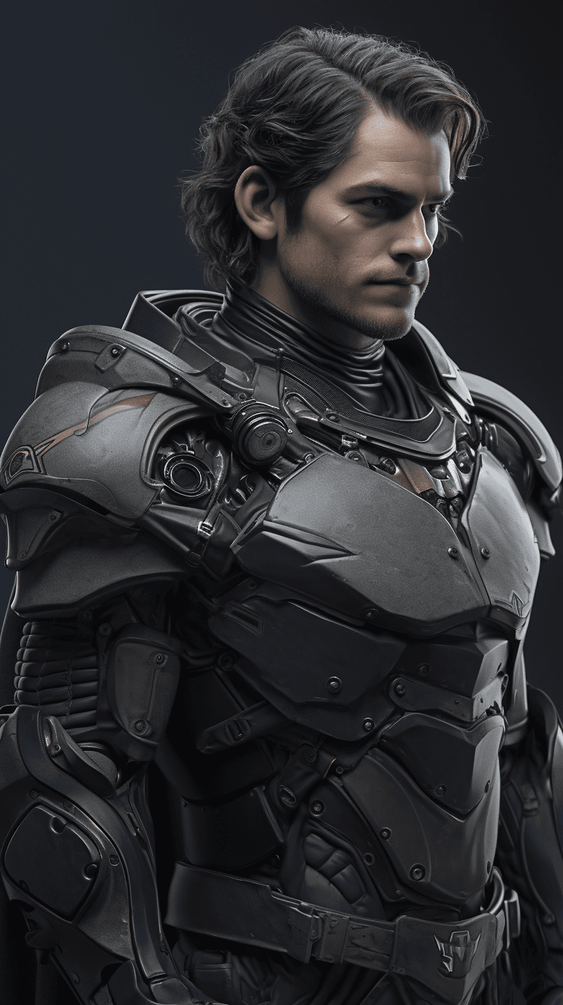 AI generated: henry cavill as cyberpunk knight in blue armor, hyperrealism, photorealistic, 8k, unreal engine, 3d ...