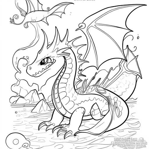 AI generated: coloring book for kids happy sea baby dragon with no colors so i can paint it
