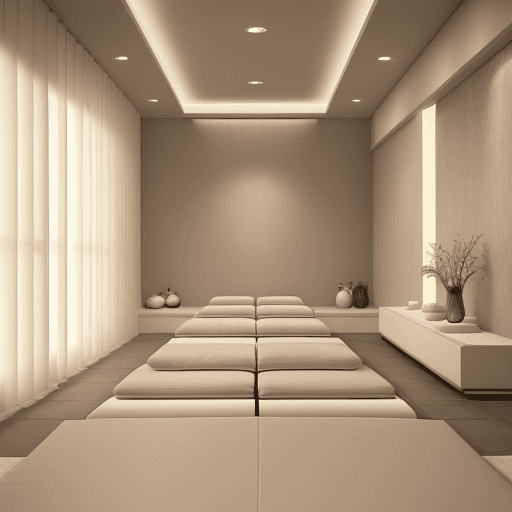 AI generated: one and half meter's width and 2 meters length room spa massage room with a serene and modern aesthe...