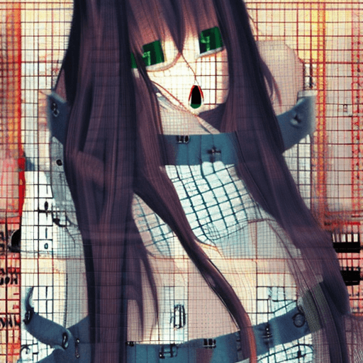AI generated: 1girl, on back,  long_hair, looking_at_viewer, bdsm, bondage, rope, restrained, gag, shibari, bound_...