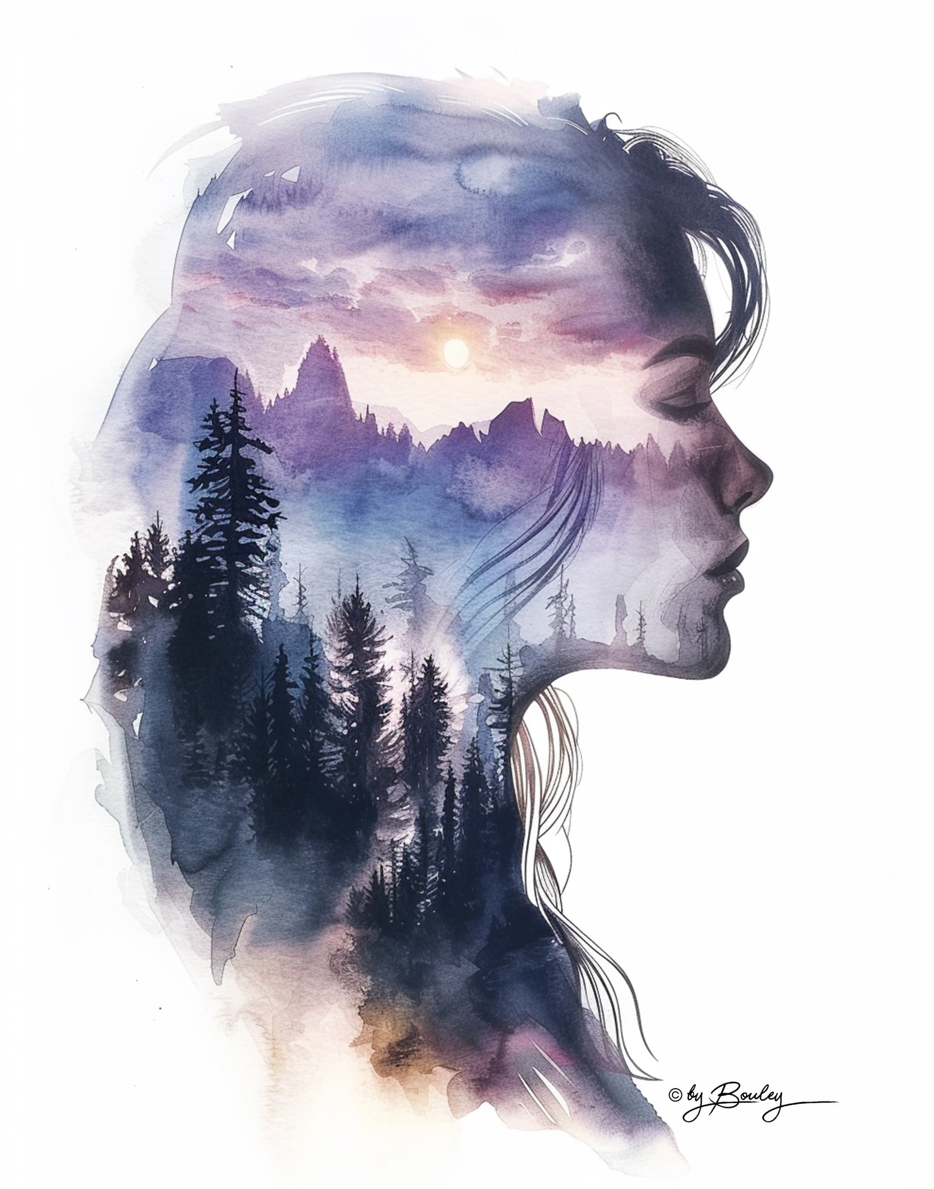 AI generated: water color illustration of Twilight, Mystical, Whisper, isolate white background, --ar 4:5 --person...