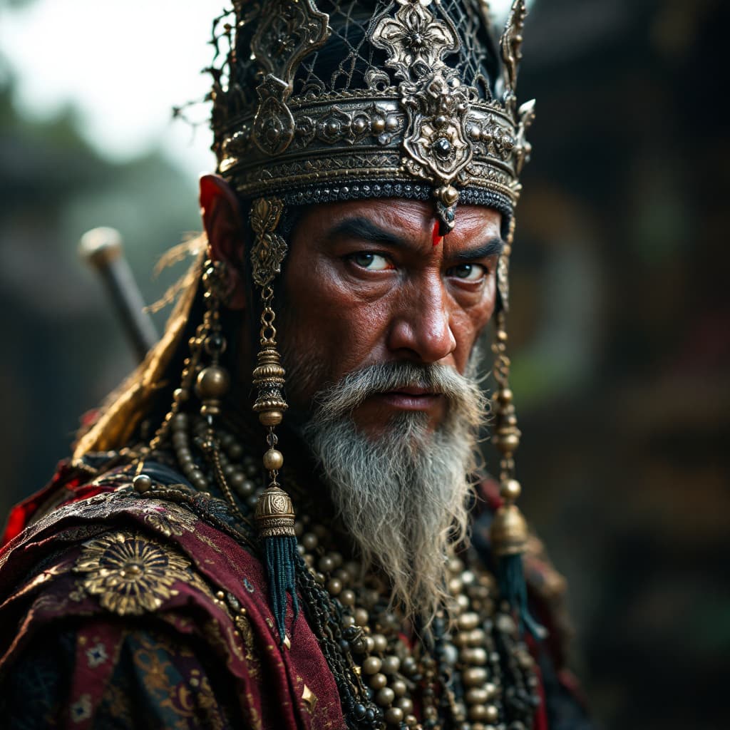 AI generated: hyper realistic of a sundanese king without crown, traditional culture of west java on 16th century,...