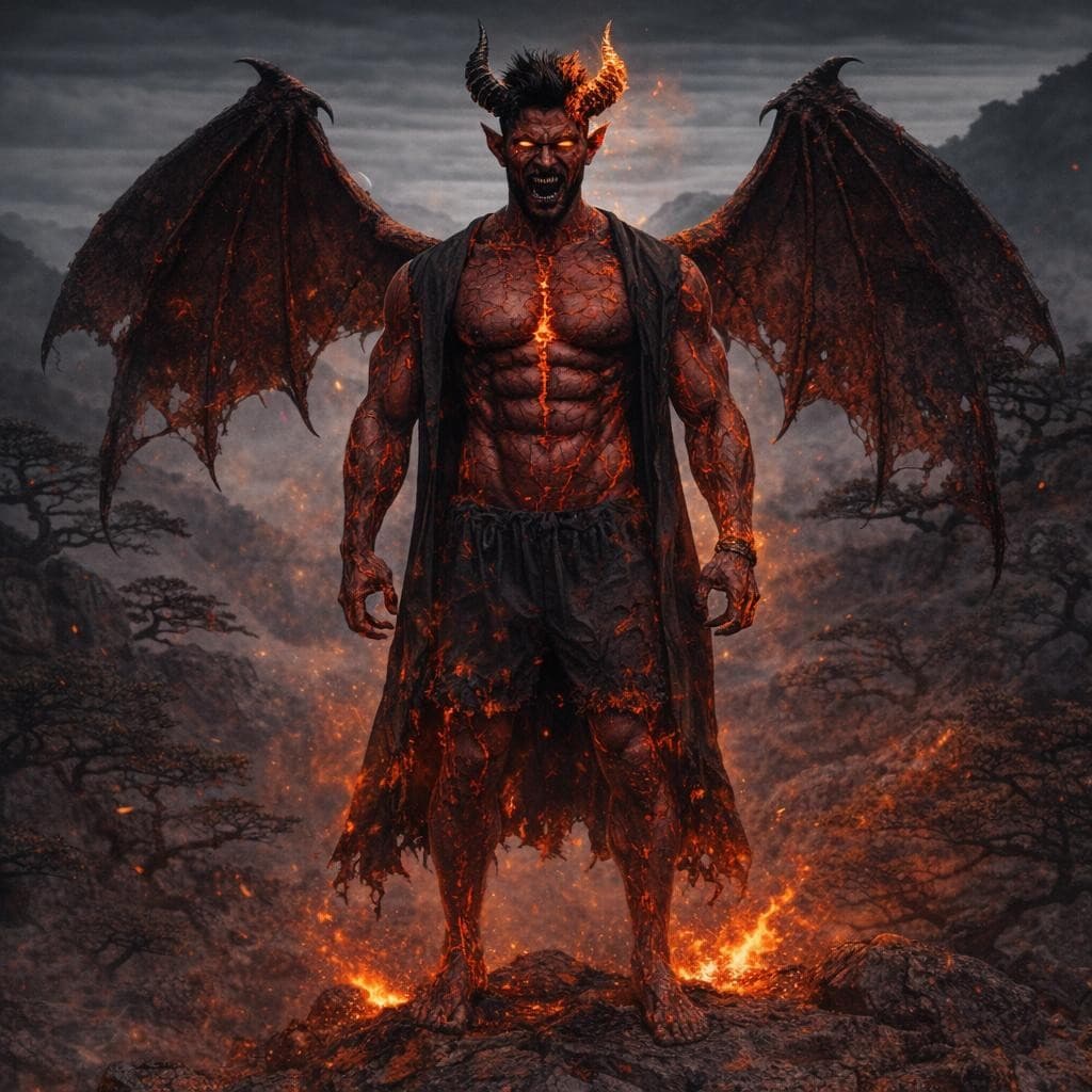 AI generated: Create a demonic version of this man 
