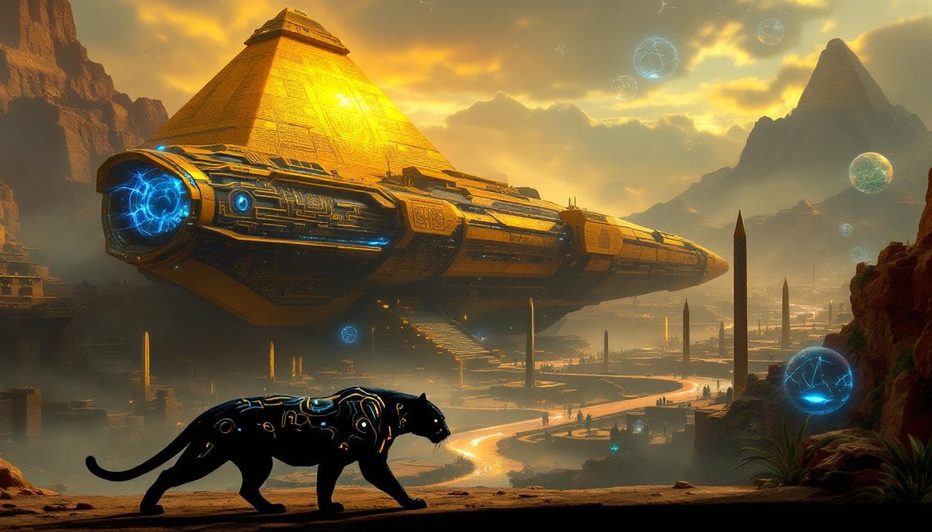 AI generated: The Tartarian Golden Dawn: Inca Jaguars at the Transolar Depot"
Core Scene & Composition:
cinematic ...