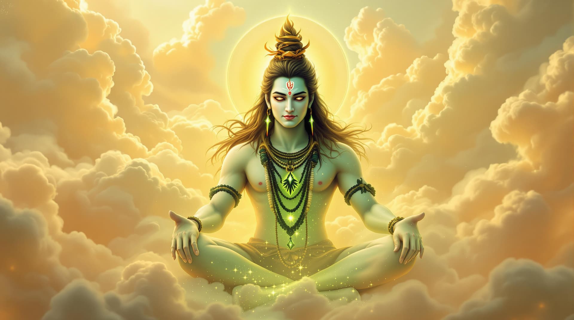 AI generated: "Generate a dreamlike image where Lord Shiva is surrounded by swirling pastel clouds, glowing softly...