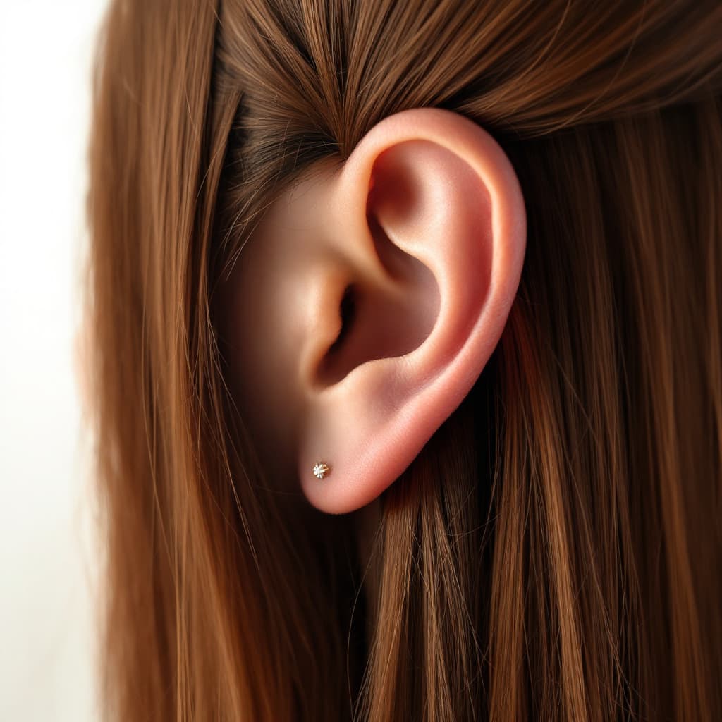 AI generated: A high-resolution close-up of a realistic right human ear, without jewelry, clean and smooth skin, l...