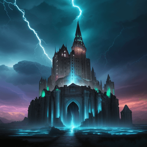 AI generated: swirling thunder and lightning with an arrow symbol in sky, swirling magic effects and swirling ener...