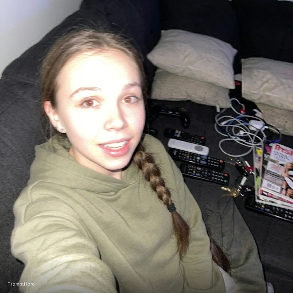 AI generated: Using the uploaded reference photo, create a standard iPhone selfie with flash. There's no clear sub...