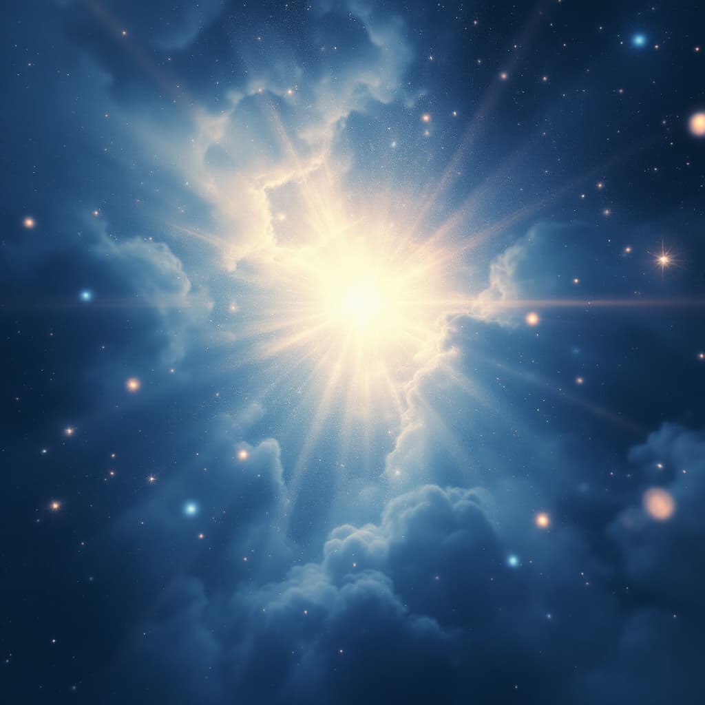 AI generated: A fine art, hyper-realistic, cinematic image  of a bright light in universe.

The lighting is soft a...