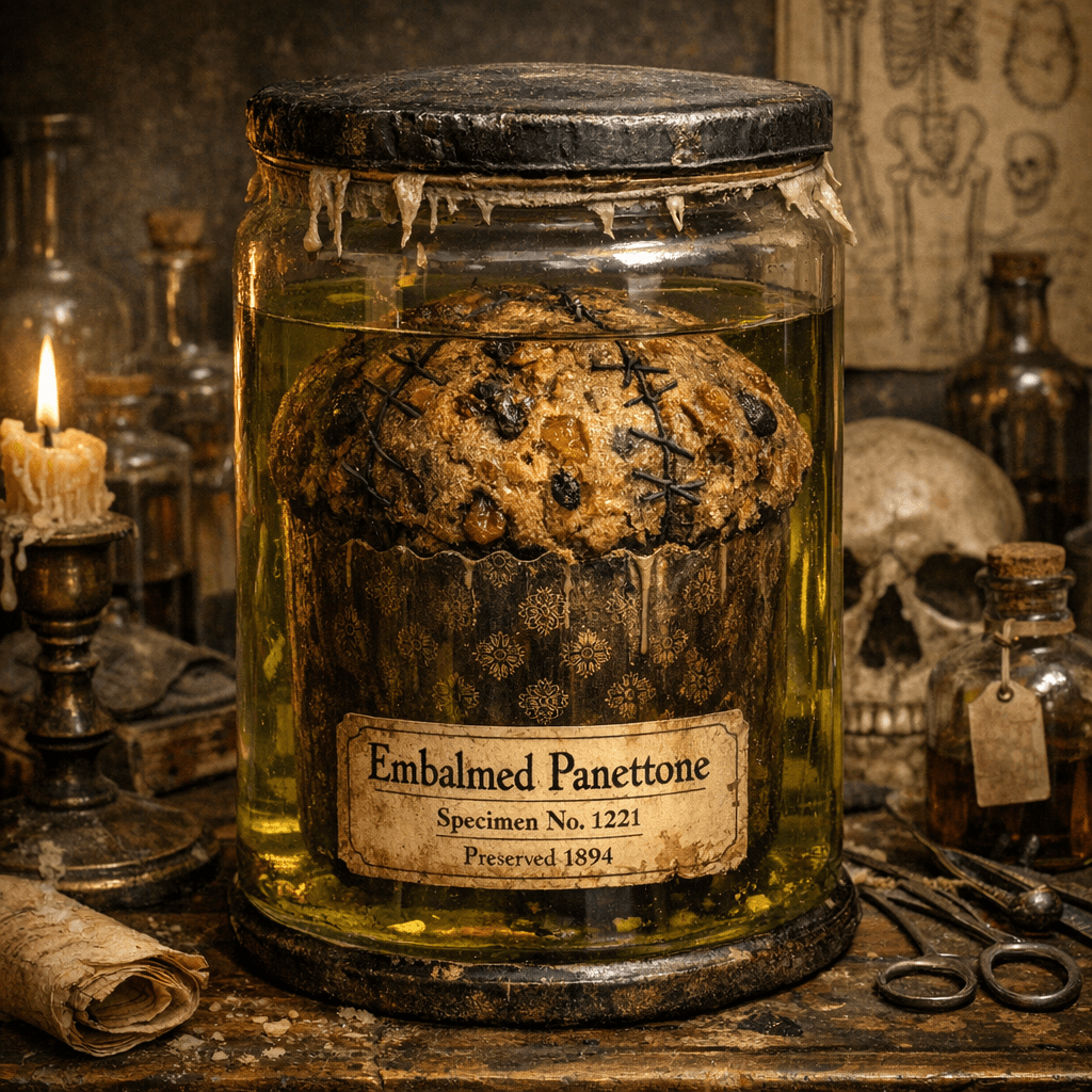 AI generated: Embalmed panettone