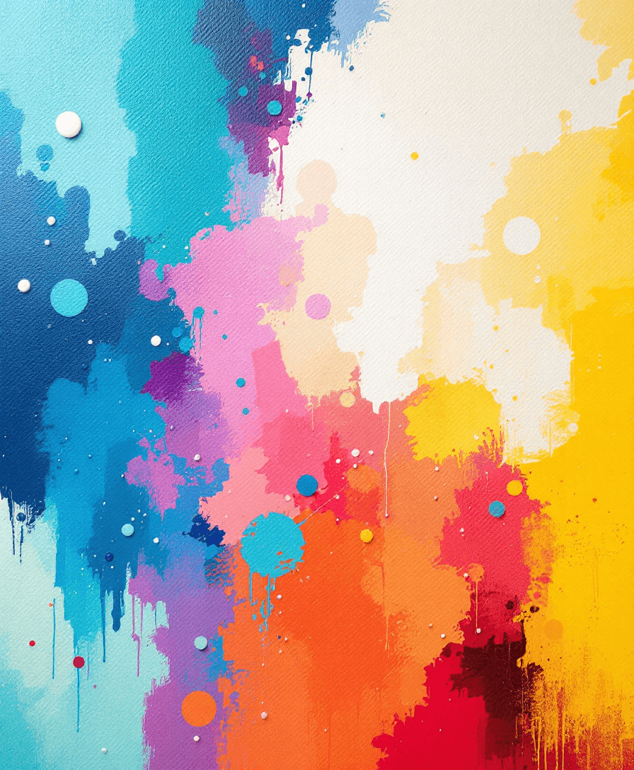 AI generated: white color paint, canvas texture, geometric vibrant colorful background --ar 9:16 --style raw --per...