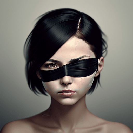 AI generated: a fine art cinematic photography portrait of a women, blindfolded with a brushstroke, face straight ...