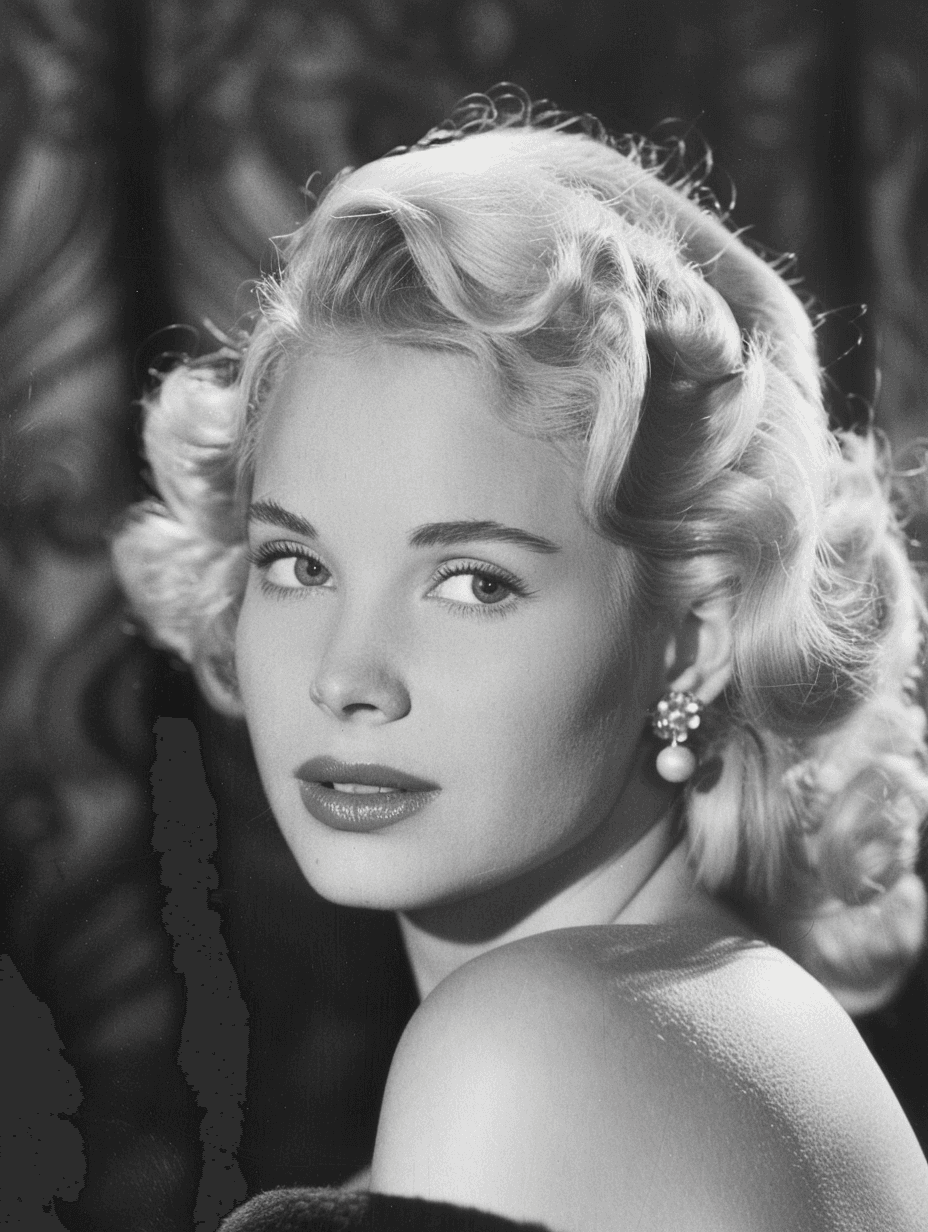 AI generated: Black and white photo of a Hollywood actress in the style of Hollywood glamour, with a soft focus an...