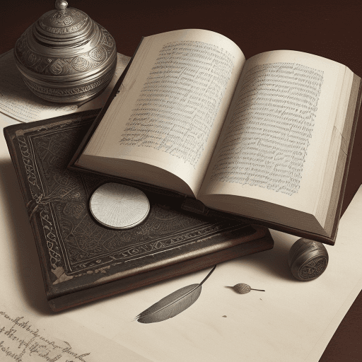 AI generated: The Goose Feather Pen will be placed on the left side of the cover, slightly tilted. The inkwell wil...