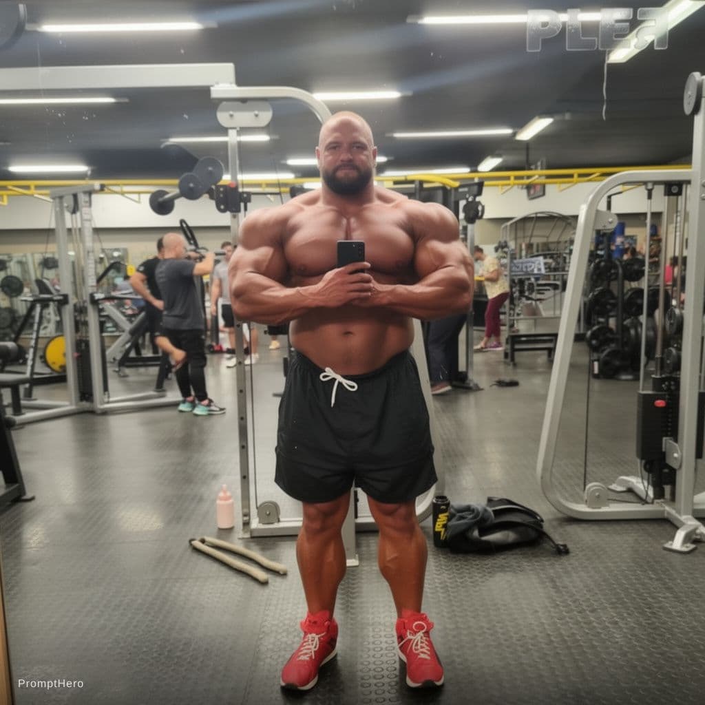 AI generated: RENDER AS A TOP IFBB PRO BODYBUILDER VERY WELL HUNG, MASCULAR, VERY WELL DEFINED VASCULAR PROPORTION...