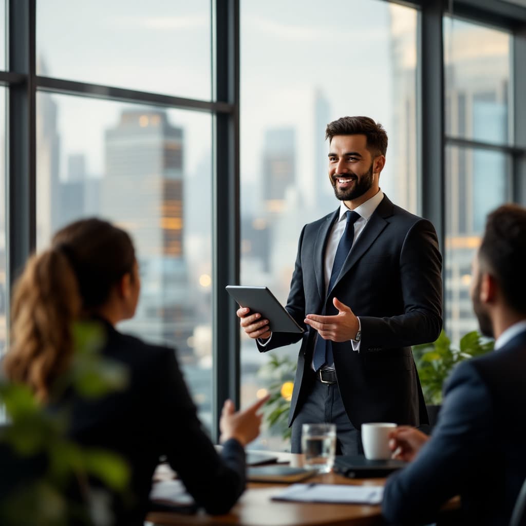 AI generated: Create a professional and dynamic image showcasing a confident egyptian call center manager  in a mo...