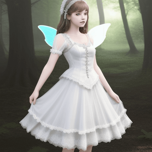 AI generated: Young female fairy with white lacey dress.
